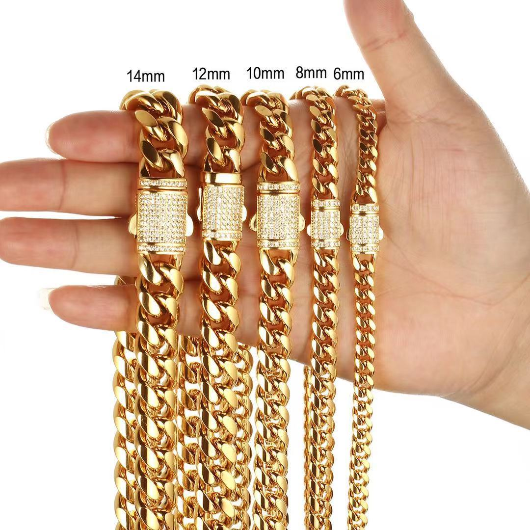 6/8/10/12mm Fashion Stainless Steel Ball Link Chain Necklace Women Mens  Necklace