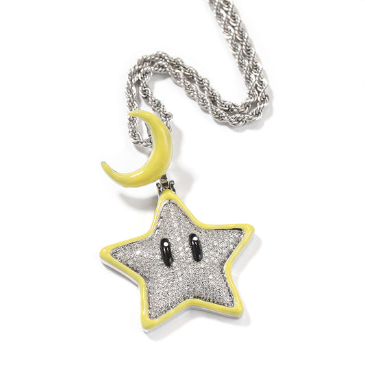 Star With Moon Glow In The Dark Pendant