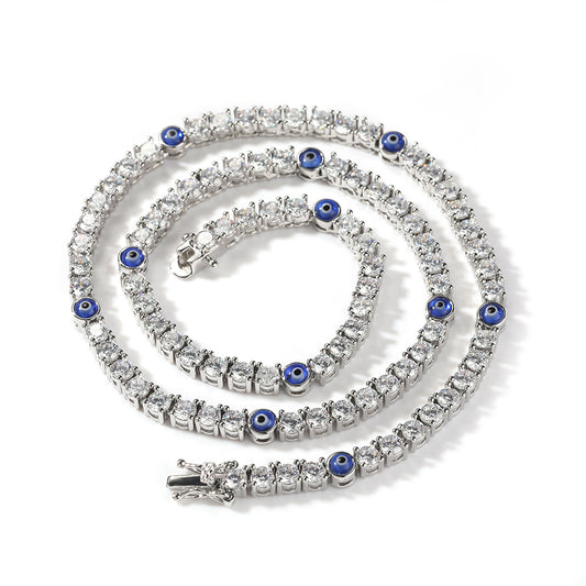 4mm Tennis Chain Turkish Blue Eye Bracelet Necklace