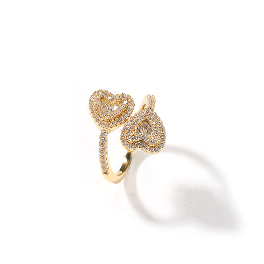 Women Heart Shape CZ Ring