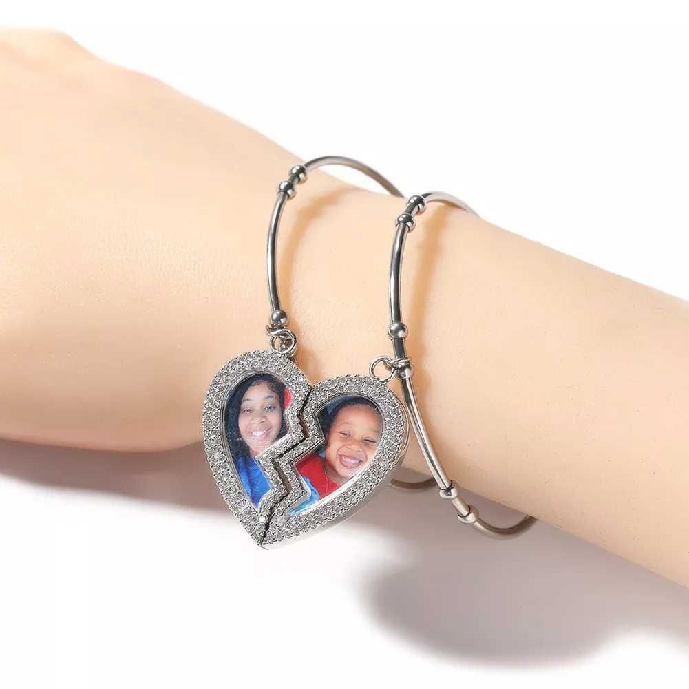 Custom sublimation blanks broken heart cuff photo bracelet – Salinca