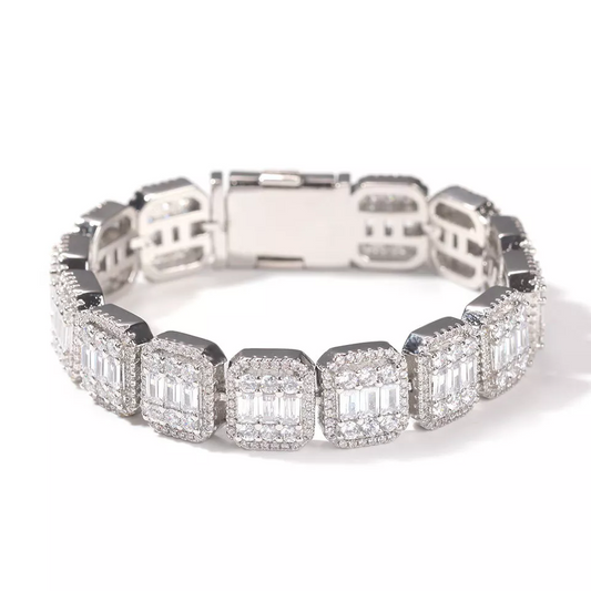 13mm baguette cz square bracelet