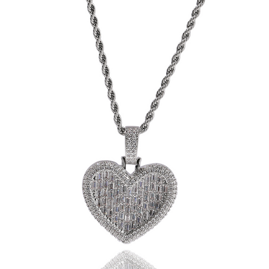 Iced Out Bling 5A CZ Heart Shape Pendant