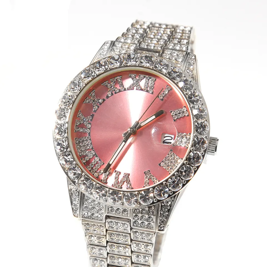 Bling Baby Pink Colorful Quartz Watches For Men