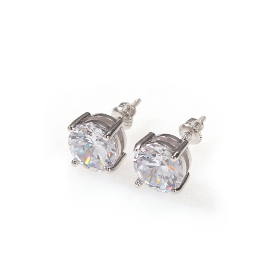 925 sterling silver iced out cz earring stud