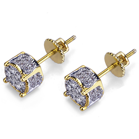 Hip Hop Round CZ Paved Bling Iced Out Stud For Men