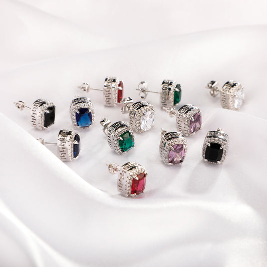 Hip Hop Colorful Big Zircon Stud Earring For Women