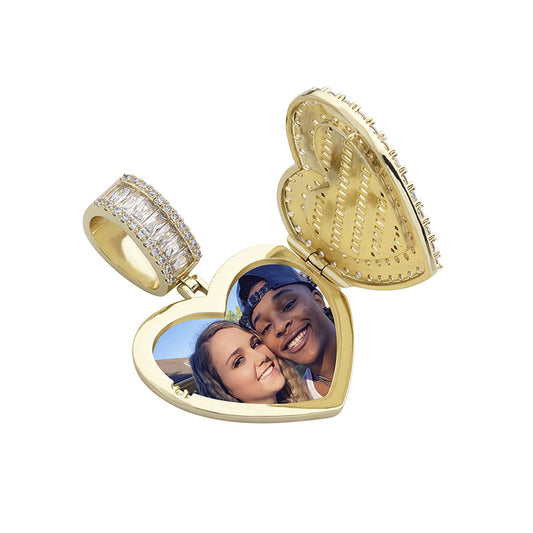 Customized Photo Flip Pendant Heart Sublimation Necklace