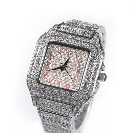 Pink Blue Numerals Colored Number Quartz Diamond Watch