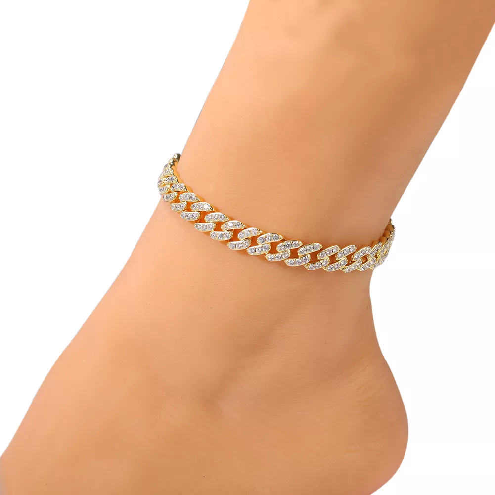 9mm Cuban Link Anklet CZ Chain