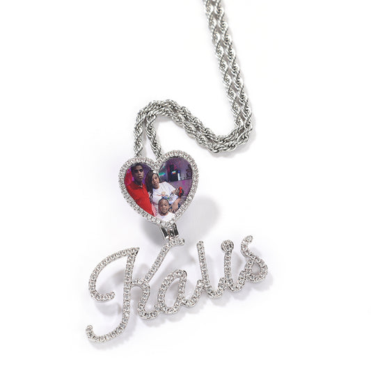 Custom Heart Picure Pendant Nameplate Necklaces