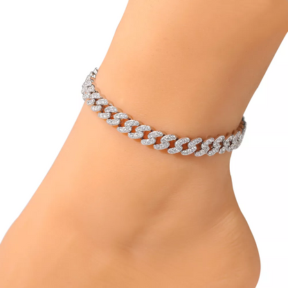 9mm Cuban Link Anklet CZ Chain