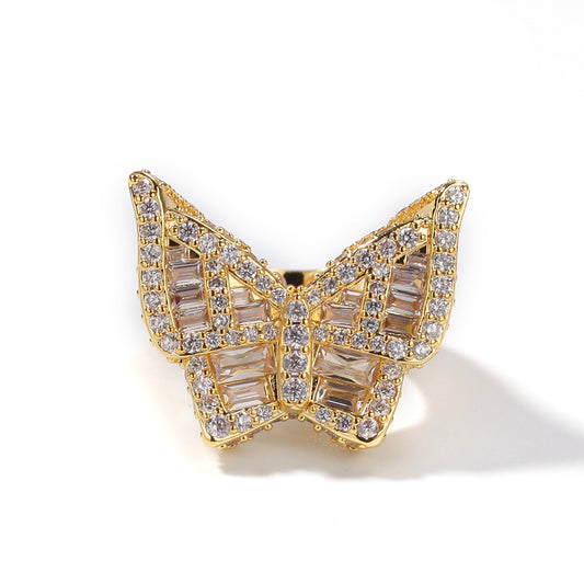 Big Baguette CZ Butterfly Ring