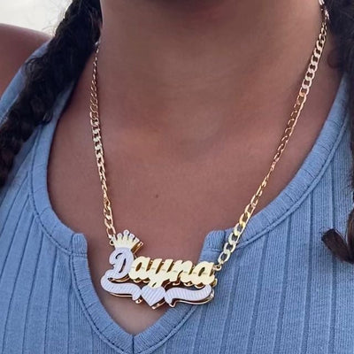 Double layer sale name necklace