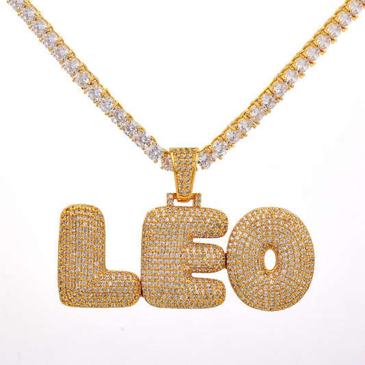 Customized bubble letter necklace